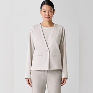 EILEEN FISHER V-Neck Organic Cotton Ottoman Blazer Jacket Sz Small